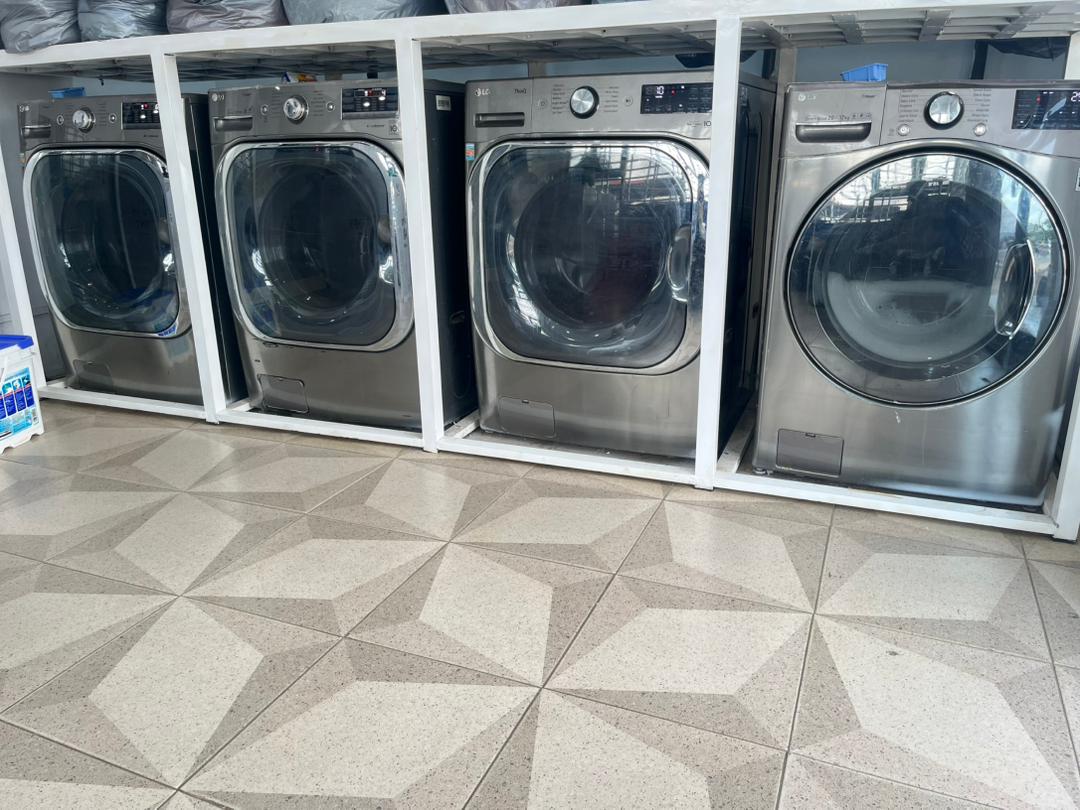 Laundry machines in operation